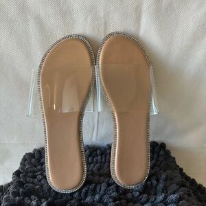 Chic Tan Sandals with Clear Strap